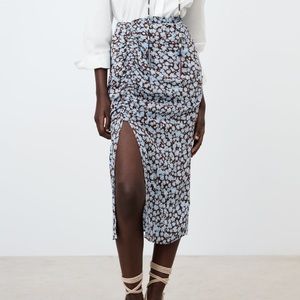 Zara draped floral print skirt 2492/154